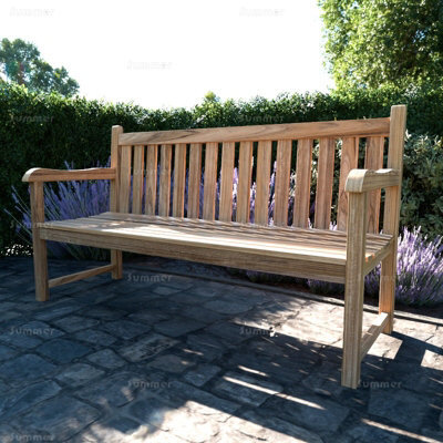 Fully Assembled Teak Traditional Solid Hardwood Garden Bench - 4 Seater 6Ft Wide (1800mm) - No Install Required