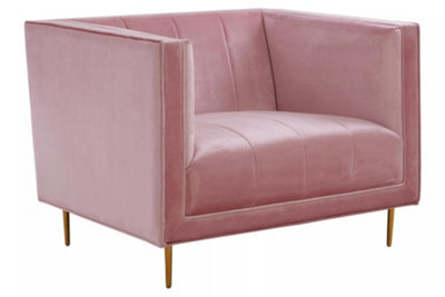 Orsina Glamorous Pink Armchair, Plush Velvet Upholstered Seat, Sofa Couch For Patio, Mid-Century Modern Armchair - image 1