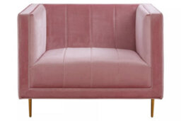Orsina Glamorous Pink Armchair, Plush Velvet Upholstered Seat, Sofa Couch For Patio, Mid-Century Modern Armchair - thumbnail 2