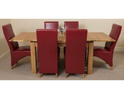 That's Furniture Richmond 140Cm - 220Cm Oak Extending Dining Table And 6 Chairs Dining Set With Lola Burgundy Leather Chairs - thumbnail 2