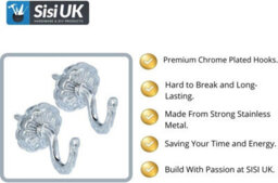 Sisi UK Chrome Curtain Tie Back Hooks Polished Chrome U Shaped Rosette Hooks For Curtain Holdbacks Tassels And Coats (Pack Of 2) - thumbnail 3