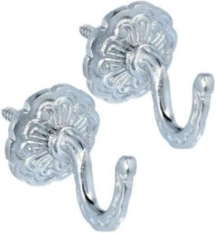 Sisi UK Chrome Curtain Tie Back Hooks Polished Chrome U Shaped Rosette Hooks For Curtain Holdbacks Tassels And Coats (Pack Of 2)
