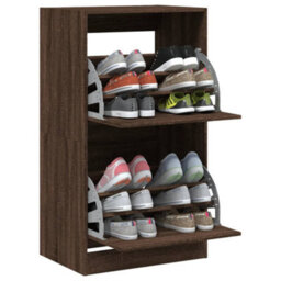 Walplus Shoe Cabinet With 2 Flip-Drawers Brown Oak 60X42X108 Cm - thumbnail 4