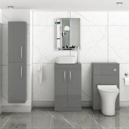 Royal Bathrooms 500mm Floor Standing Vanity Unit 2 Door Indigo Grey Gloss & Countertop Basin - Elena - thumbnail 2
