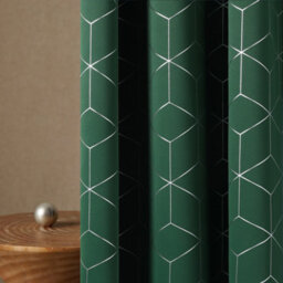Deconovo Blackout Curtains, Eyelet Curtains, Foil Printed Diamond Thermal Insulated Curtains, W52 X L84 Inch, Dark Forest, 1 Pair - thumbnail 2