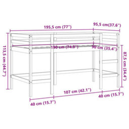 Berkfield Kids' Loft Bed Without Mattress With Ladder Wax Brown 90X190 Cm Single - thumbnail 9