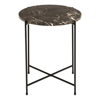 Furniture To Go Avila Side Table With Brown Marble Top 42X45Cm - image 1
