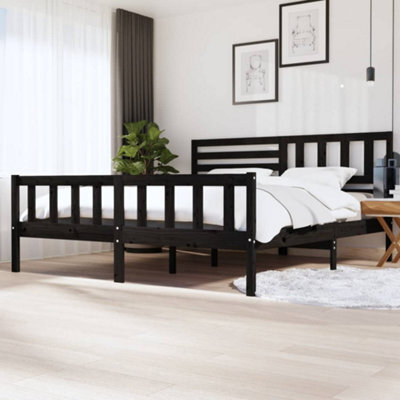 Berkfield Bed Frame Black Solid Wood 200X200 Cm - image 1