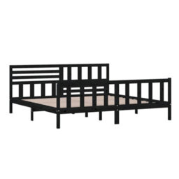 Berkfield Bed Frame Black Solid Wood 200X200 Cm - thumbnail 4