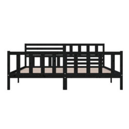 Berkfield Bed Frame Black Solid Wood 200X200 Cm - thumbnail 5