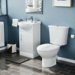 Nes Home Dyon 450mm Cloakroom Basin Sink Vanity Cabinet Unit With Wc Toilet Set - thumbnail 1