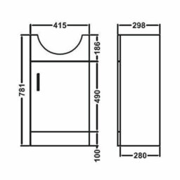 Nes Home Dyon 450mm Cloakroom Basin Sink Vanity Cabinet Unit With Wc Toilet Set - thumbnail 5