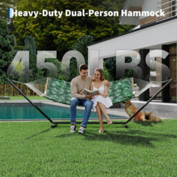 Hammock With Stand, V-Shaped Spread Bar, 450Lbs Capacity, Padded Hammock With Carry Bag, For Patio Backyard Poolside - thumbnail 8