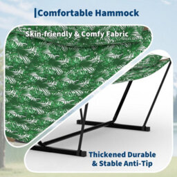 Hammock With Stand, V-Shaped Spread Bar, 450Lbs Capacity, Padded Hammock With Carry Bag, For Patio Backyard Poolside - thumbnail 6