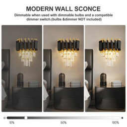 Harper Living Crystal Wall Light, Modern Wall Lamp Indoor With 3 Tiers Crystals, Black & Gold Finish Crystal Wall Sconce - thumbnail 7