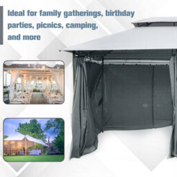 Outsunny 4M X 3(M) Outdoor 2-Tier Steel Frame Gazebo W/ Curtains Outdoor Garden - thumbnail 6