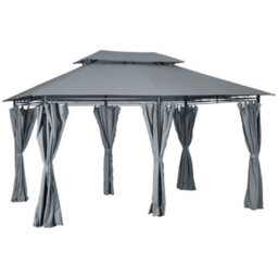 Outsunny 4M X 3(M) Outdoor 2-Tier Steel Frame Gazebo W/ Curtains Outdoor Garden - thumbnail 2