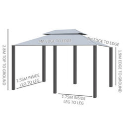 Outsunny 4M X 3(M) Outdoor 2-Tier Steel Frame Gazebo W/ Curtains Outdoor Garden - thumbnail 3