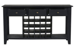 Premier Housewares Interiors By Premier Black Mango Wood Console Table With Wine Bottle Storage, 3 Drawer Mango Wood Wine Rack Console - thumbnail 2