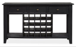 Premier Housewares Interiors By Premier Black Mango Wood Console Table With Wine Bottle Storage, 3 Drawer Mango Wood Wine Rack Console