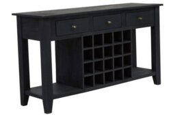 Premier Housewares Interiors By Premier Black Mango Wood Console Table With Wine Bottle Storage, 3 Drawer Mango Wood Wine Rack Console - thumbnail 4