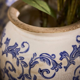 Dibor Vintage Luxury Solene Blue Large Botanical Flower Urn Vase H37 X Dia19Cm - thumbnail 3