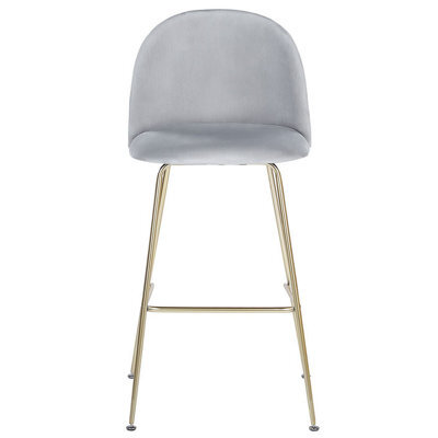 Beliani Glam Design Velvet Counter Height Bar Chair Grey With Gold Frame - image 1