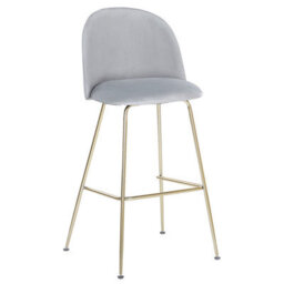 Beliani Glam Design Velvet Counter Height Bar Chair Grey With Gold Frame - thumbnail 4