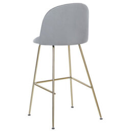 Beliani Glam Design Velvet Counter Height Bar Chair Grey With Gold Frame - thumbnail 5