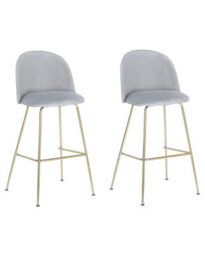 Beliani Glam Design Velvet Counter Height Bar Chair Grey With Gold Frame - thumbnail 3
