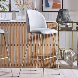 Beliani Glam Design Velvet Counter Height Bar Chair Grey With Gold Frame - thumbnail 2