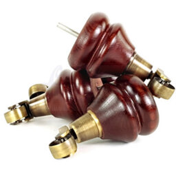 L&F 4 Mahogany Furniture Legs Wood Replacement Feet With Antique Brass Castors 140mm High Chair Sofa M8 - thumbnail 4