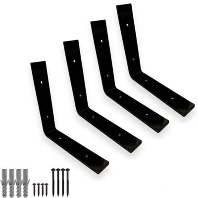 MKGT 4 Shelf Brackets Pcs Heavy Duty Industrial Steel For Wall Mounted Diy Floating(Black, 200X200mm) - image 1