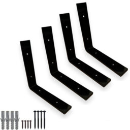 MKGT 4 Shelf Brackets Pcs Heavy Duty Industrial Steel For Wall Mounted Diy Floating(Black, 200X200mm) - thumbnail 1