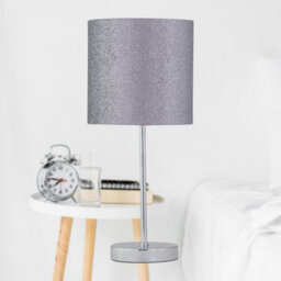 First Choice Lighting Set Of 2 Chrome Stick Table Lamps With Grey Glitter Shades - thumbnail 6