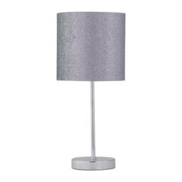 First Choice Lighting Set Of 2 Chrome Stick Table Lamps With Grey Glitter Shades - thumbnail 2