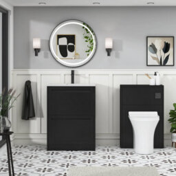 Royal Bathrooms Elmore 600mm Traditional Floor Standing 2 Drawer Vanity Unit With Sintered Stone Basin Sink - Matt Nocturne Black - thumbnail 4