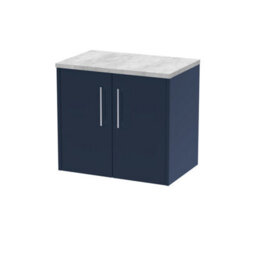 Balterley Winshill Contemporary 2 Door Wall Hung Vanity Unit With Laminate Worktop, Dark Blue, 600mm