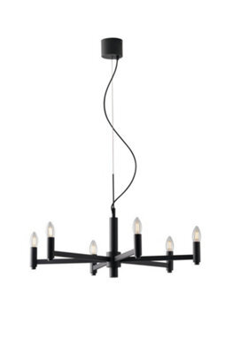 Luminosa Lighting Luminosa Karol 6 Candle Ceiling Pendant, Slate-Grey, E14