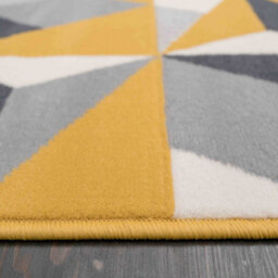 Loomed Yellow Ochre Grey Kaleidoscope Geometric Living Room Rug 80X150Cm - thumbnail 5