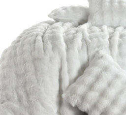 Homes & Linen White Teddy Square Duvet Cover Set Ultra Soft Plush Bedding With Matching Pillowcases - thumbnail 4