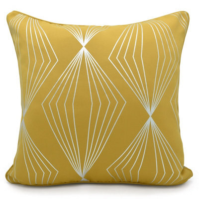 Velosso Foil Print Soft Fabric Cushion, Zip Closure, Machine Washable - Stylish Home Decor Accent, Durable Cushion - Ochre