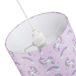 Happy Homewares Beautiful Modern Soft Lilac Cotton Lampshade With Unicorns Clouds And Rainbows - thumbnail 4