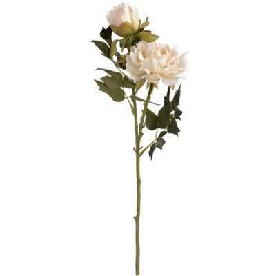 Wyld Haus Set Of 3 Artificial White Peony Stems, 520 mm Faux Flowers For Indoor Décor - image 1