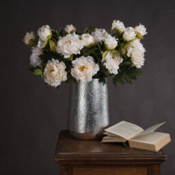 Wyld Haus Set Of 3 Artificial White Peony Stems, 520 mm Faux Flowers For Indoor Décor - thumbnail 2