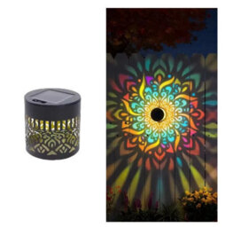 Solar Colorful Mandala Wall Light Outdoor Garden Fence Projector Lamp Patio Ambient Deco