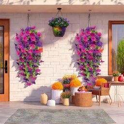 2 Pack Artificial Hanging Flowers, Artificial Flowers For Hanging Vines, Outdoor Artificial Trailing Plant - thumbnail 2