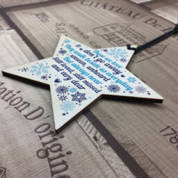 Red Ocean Wooden Star Christmas Memorial Tree Decoration Ornament Mum Dad Nan Grandad Gift - thumbnail 4