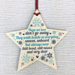 Red Ocean Wooden Star Christmas Memorial Tree Decoration Ornament Mum Dad Nan Grandad Gift - thumbnail 5
