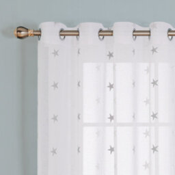 Deconovo Linen Look Embroidered Voile Curtains Star Pattern Sheer Curtains For Children 55 X 54 Inch Grey Two Panels - thumbnail 6